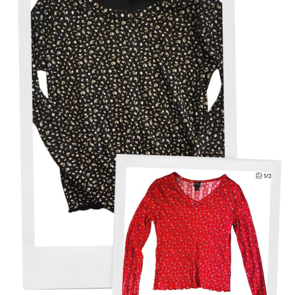 art class bundle of Black and Red Floral Long Sleeve Tees